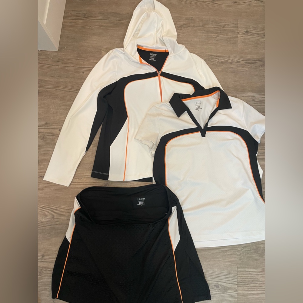 Women's Black and White Sports skirt 3 piece set